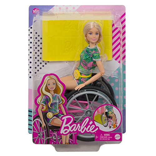 Barbie Fashionistas Doll #165, with Wheelchair & Long Blonde Hair Wearing Tropical Romper, Orange Shoes & Lemon Fanny Pack, Toy for Kids 3 to 8 Years Old - GRB93 – Bild 7