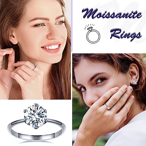 E-Emermaking Moissanite Solitaire Engagement Ring For Women, Wedding Band 925 Sterling Silver With 18K Gold Plated Lab Created Simulated Round Diamond Ring, Promise Wedding Rings #TOP5