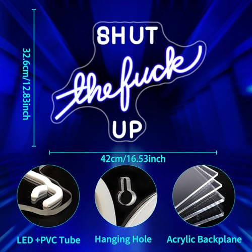 Image of Neon Sign, JGHTURIE Led Neon Signs for Wall Decor Blue Light Up Sign Office Gamer Room Man Cave for Wall Decor USB Powered