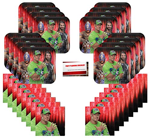 Wrestling WWE The Rock John Cena Party Supplies Bundle Pack for 16 (Plus Party Planning Checklist by Mikes Super Store)