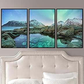 signwin 3 Piece Framed Canvas Wall Art Lake...