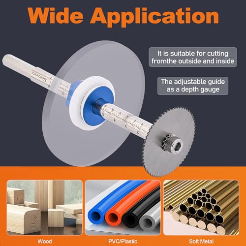 Image of PVC Pipe Internal Cutter Set - 360 Rotating Cutter, adjustable depth gauge, 5 HSS Saw Blades & Hex Key Shaftand 2 mandrels, portable PVC /ABS pipe cutter forinternal cutting (White, 4 inch)