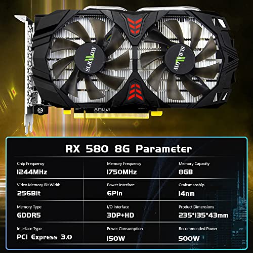Surallow Amd Radeon Rx 580 8Gb Graphics Card, 2048Sp,Gddr5,256 Bit Graphics Card For Gaming Pc,Pcie 3.0,Twin Freeze Fans Computer Video Card With Hdmi/Dp/Ports #TOP1