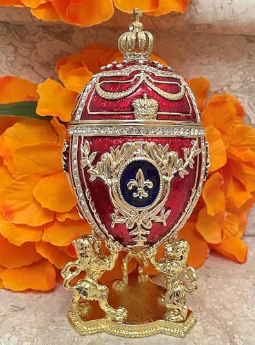 Œuf style Fabergé boîte à bijoux rouge rubis contre le désordre - 8