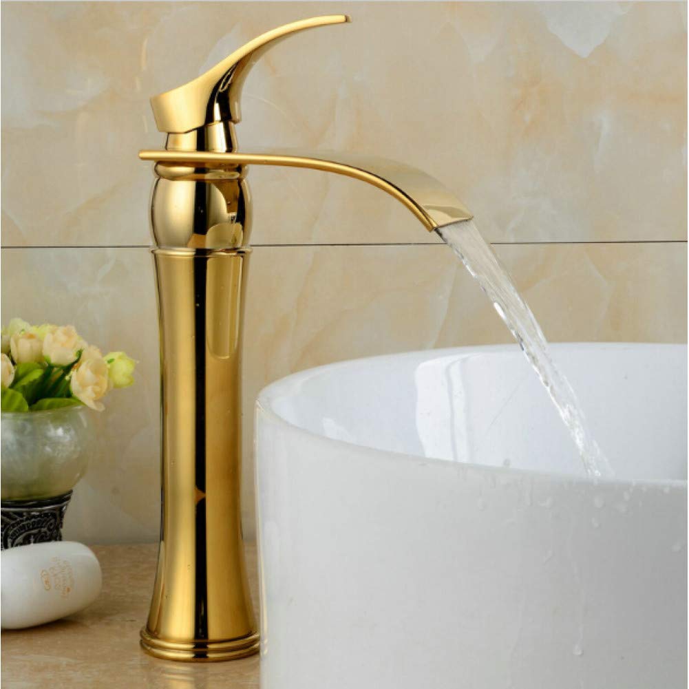 Robinet de lavabo cascade dorée au charme rétro chic unique
