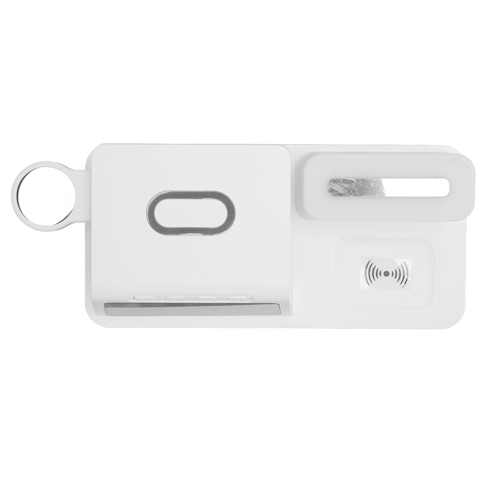 Sveglia Multifunzione Caricabatterie Wireless Ricarica Rapida da 15 W con Display a LED Calendario Luce Notturna per Telefono Smartwatch Auricolare (Bianca)