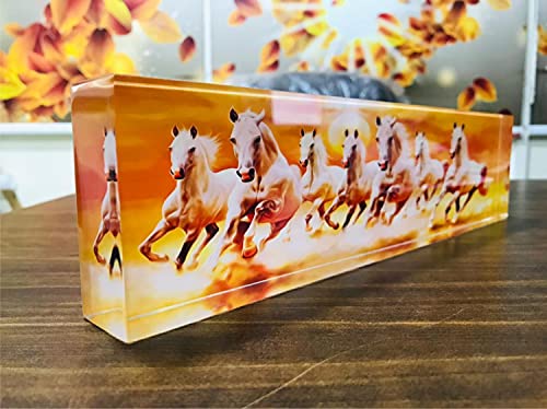 Seven Running Horses, Vastu Sunrise Animal Scenery On Crystal Cle...