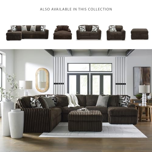 Image of Signature Design by Ashley Midnight-Madness Modern Upholstered Oversized Chair with Reversible Cushions, Dark Brown
