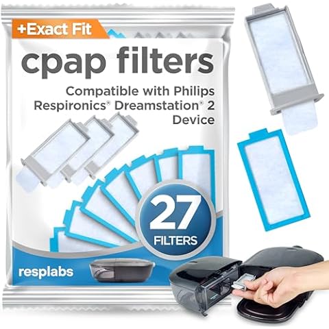 resplabs CPAP Filters Compatible with The Philips Respironics DreamStation 2 Machine. 18 Disposable, 9 Reusable (Pack of 27) Cover