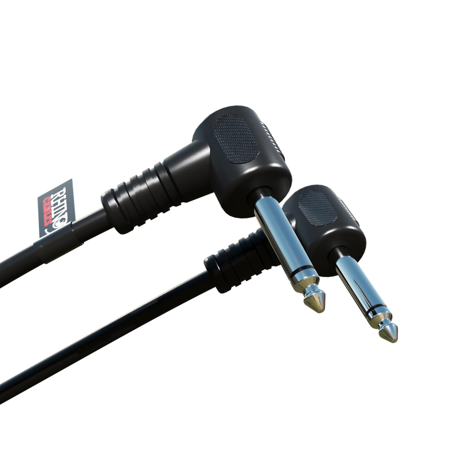 rhinocables 6.35mm Right Angle Instrument Cable - Mono Jack Lead for Guitars Bass, Keyboards, Drum Modules & Amplifiers