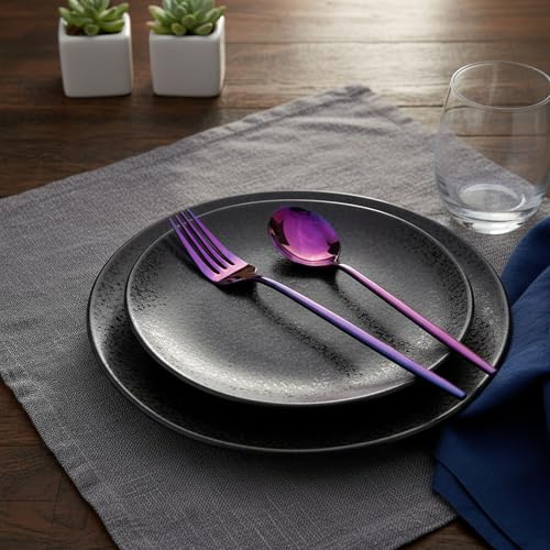Image of Slim Handle Pink 5 Pcs Stainless Steel Cutlery Set for Dining Table, Dishwasher Safe Glossy Flatware (1 Spoon Set+1 Forks Set+1 Butter Knife+1 Dessert Spoon+ 1 Fruit Fork)