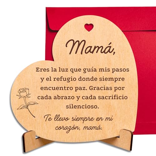 Imagen de CUBIBOO ART Corazón de Madera con Soporte Regalos para Madres Regalo Madre Regalos Originales para Madres Regalo Mama