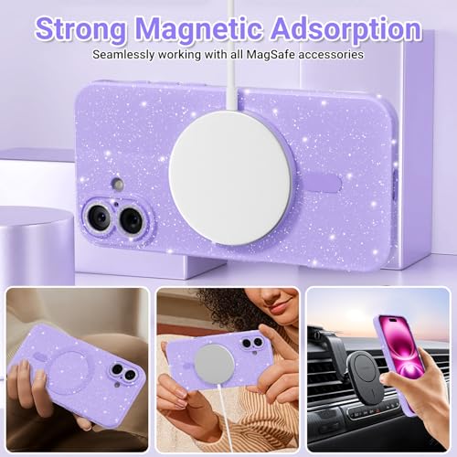 Coque iPhone 16 Plus violette compatible Magsafe protection fine caméra - 5