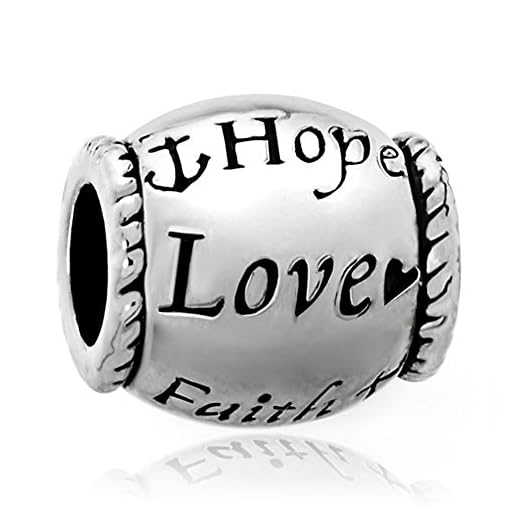 Hope Love Faith berlocker silverpläterad rea billiga smycken pärlor passar Pandora armband