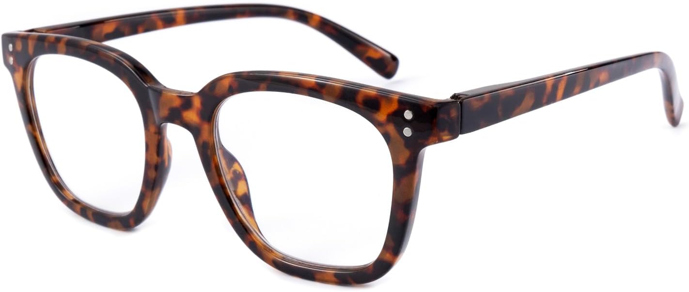 Reading Glasses for Men Women Blue Light Blocking with Spring Hinge, Blocking Readers Anti UV Ray Filter Eyeglasses, Square Computer Reader Glasses, Brown Tortoiseshell, +1.5
