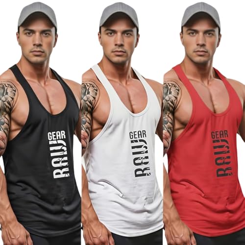 Image of furrr Men's Round Neck, Sleeveless, Super Combed Gym Vest (Pack of 3)