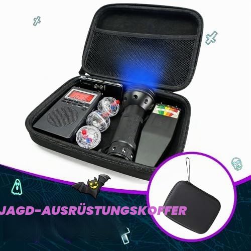 Professionelles 8-teiliges Geisterjagdausrüstungs-Set, Geisterjagd-Kit für paranormale Forschung, komplette Geisteruntersuchungsausrüstung mit EMF-Messgerät, Spirituosenbox und Rekorder