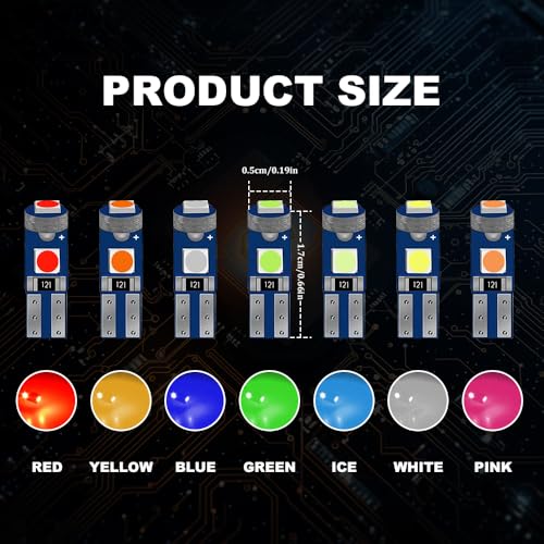 10 bombillas LED T5 para tablero de instrumentos, azul miniatura 2