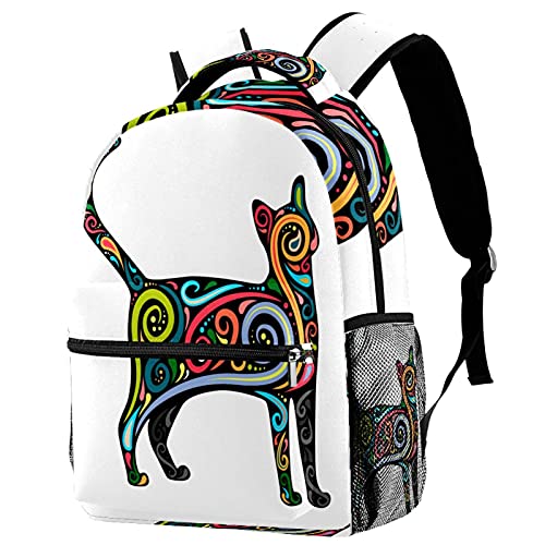 Sac à dos pour garçons et filles chat licorne multicolore pour l'école
