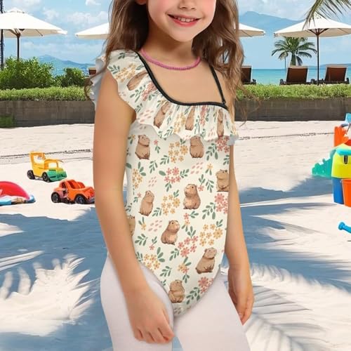 Girls One Piece Swimsuits Ruffle One Shoulder Swimwear Adjustable Strap Toddler Summer Vacation Beach Bathing Suit4