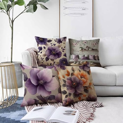Fleur coussin extérieur imperméable violet pour terrasse et salon