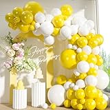 110pcs Yellow and White Balloons Garland Arch Kit, 18/12/10/5 Inch White Yellow Latex Balloons for Gender Reveal, Baby Shower,Sunflower & Bee Theme, Easter, Birthday Party Decor