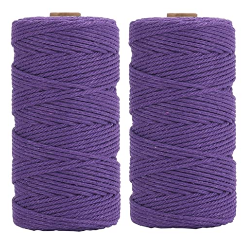 Image of ecofynd 100 Meters Natural Cotton Cord, Purple Colour Dori, Rope for Handmade Plant Hanger, Thread for Wall Hanging Craft Making (Cord-PPL)