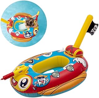 Chitomars Baby Swimming Float, Baby Swimming Ring Baby Float Inflatable Pool Toy Pirate Boat with Water Gun Baby Pool Float Pool Inflatables for Kids Inflatable Boat Kids of Age 2-8 Year
