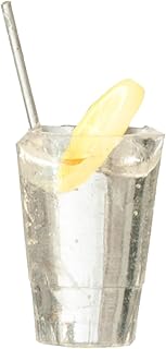 Melody Jane Dolls Houses Dollhouse Glass of Water Ice Lemon & Straw Kitchen Dining Room Bar Accessory