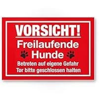 Algopix Similar Product 12 - Vorsicht freilaufende Hunde rot 