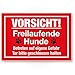 Produktbild Komma Security Vorsicht freilaufende Hunde - Hunde Kunststoff Schild Hinweisschild Gartentor Gartenzaun - Türschild Haustüre Warnschild Abschreckung Einbruchschutz - Tor geschlossen halten