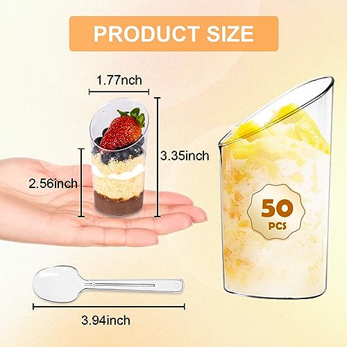 Merkaunis ZJB-614 50Pcs Plastic Dessert Bowl, 3Oz, Clear, Disposable, Round thumb #1