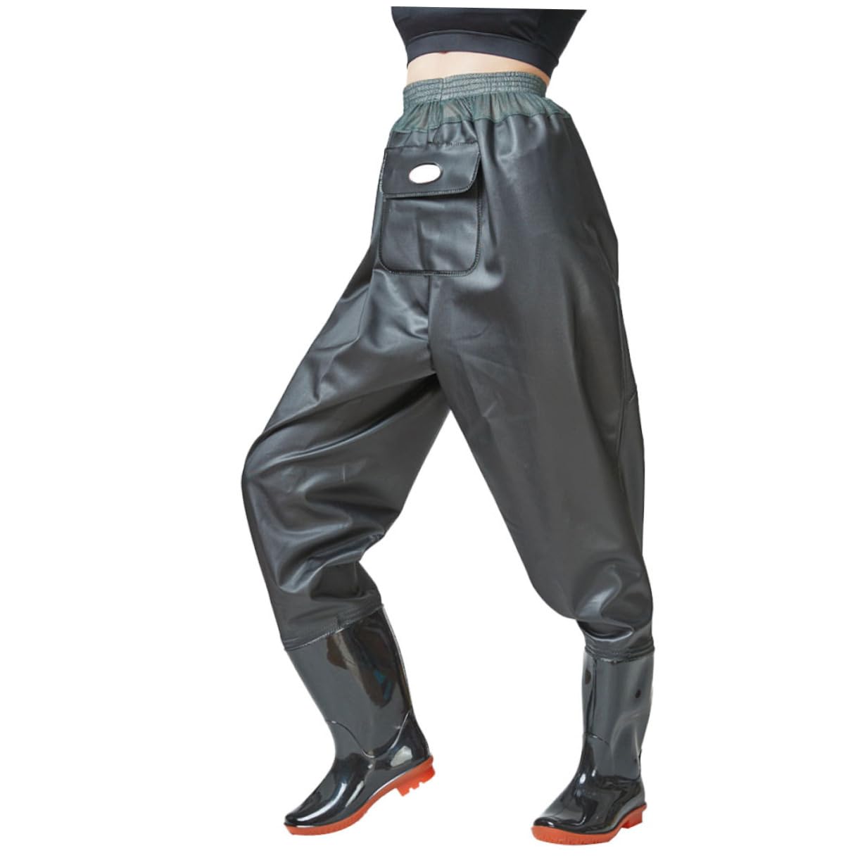 Pantalones de vadeador de PVC cómodos Hemobllo transpirables para pesca al aire libre 8