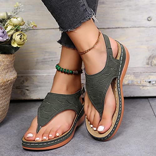 Timifis Orthopedic Sandals For Women Arch Support Slip On Flip Flops Casual Comfortable Wedge Sandals Vintage Flip Flops #TOP2