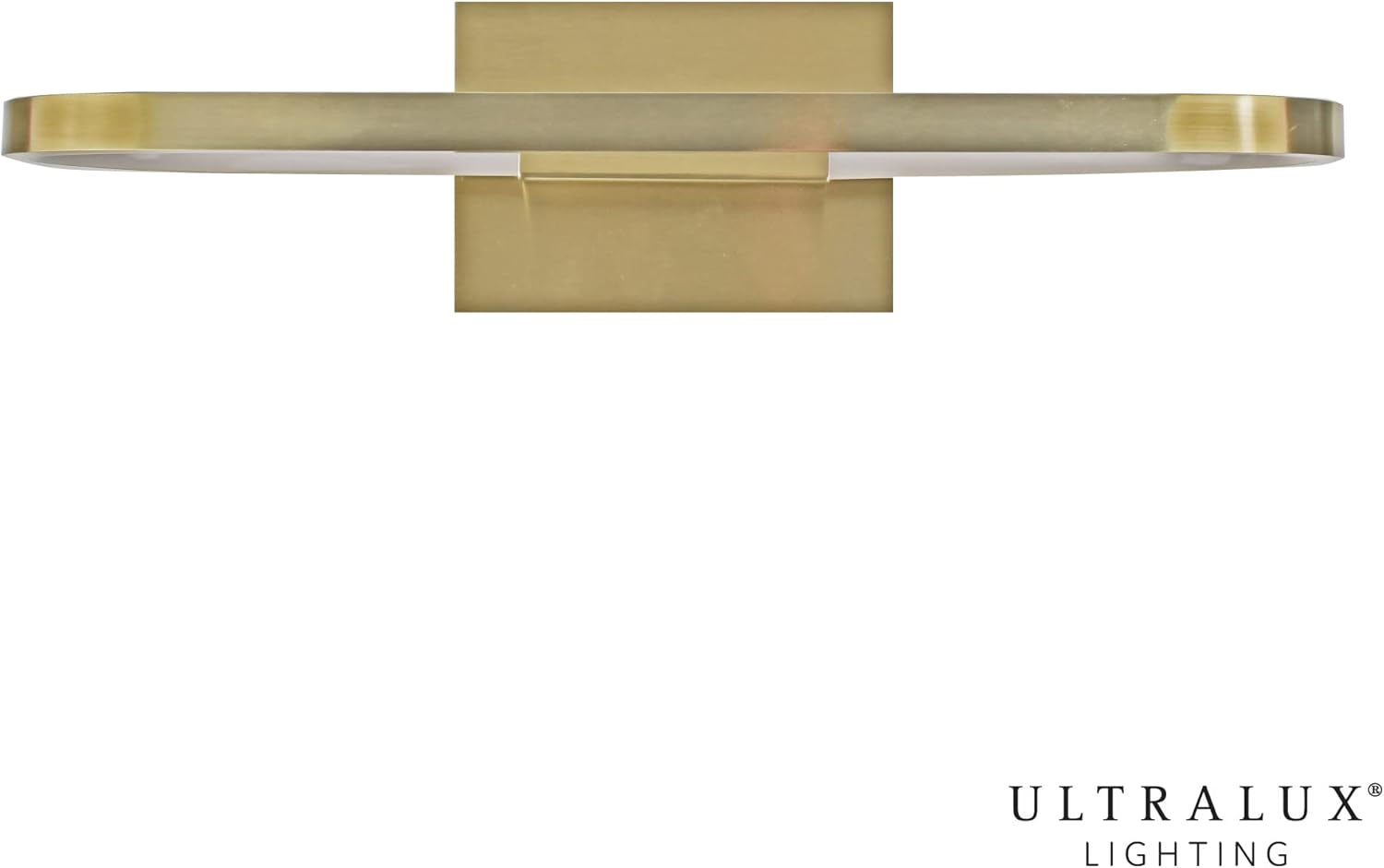 Ultralux Modern Hoop Edge Lit LED Vanity Light - 20 Inch Wall Mounted Modern Bathroom Light Fixture - 10W, 3000K & ETL Listed - Easy Install, Bright LED Vanity Mirror Light - (Brushed Gold)