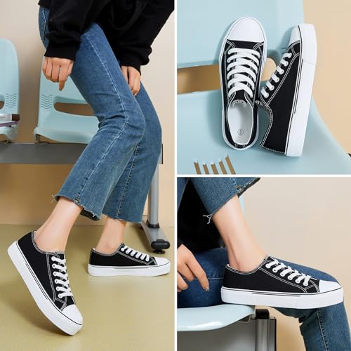 Image of hash bubbie White Sneakers for Women Low Top Canvas Shoes Womens Canvas Sneakers Women's Fashion Sneakers Slip on Casual Tennis Shoes