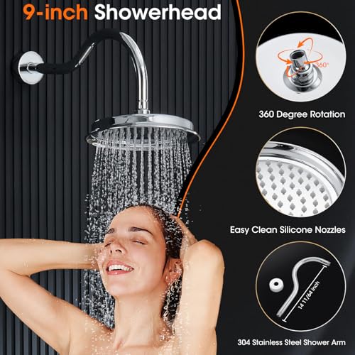 Image of Rainfall Shower System Shower Faucet Set, Luxury, Antique, Polished Chrome