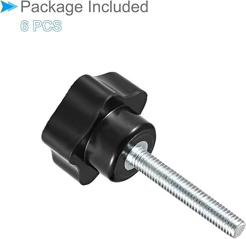 Miniatura 17 de Perillas de sujeción de estrella, rosca macho M10 x 0.984 in, cabeza de 1.496 in, mango de tornillo de pulgar de plástico, perno roscado negro