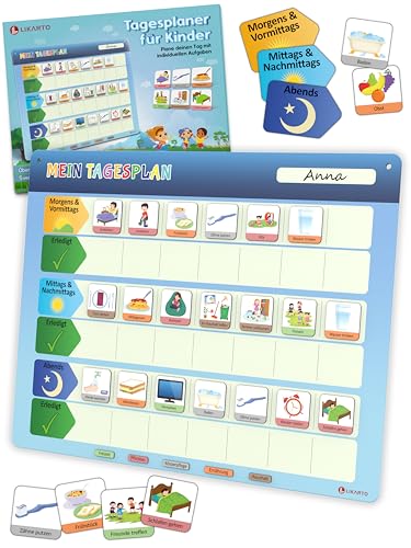 LIKARTO® Kinder Tagesplaner Magnettafel – Montessori Lernhilfe mit 152 Magneten – Beschreibbar & abwischbar – Fördert Selbstständigkeit & Tagesroutinen