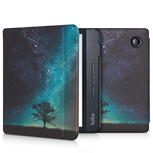 kwmobile Case Compatible with Kobo Libra H2O Case - eReader Cover - Cosmic Nature Blue/Grey/Black