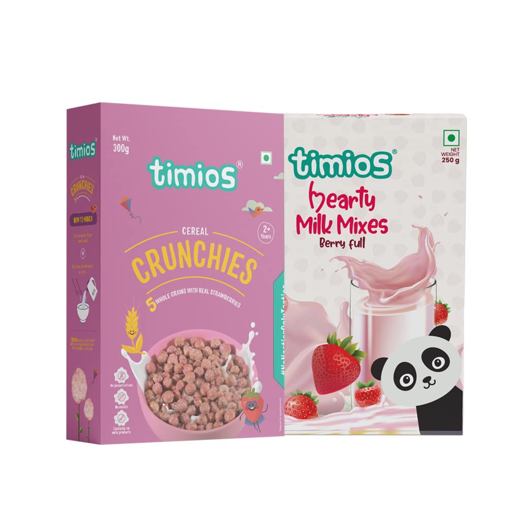 Timios Nutritious & Yummy Breakfast Cereal Crunchies- 300 gm & Timios High Protein Berry Blast Milk Mix - 250 gm (B0BPT31BKV) Amazon Price History, Amazon Price Tracker