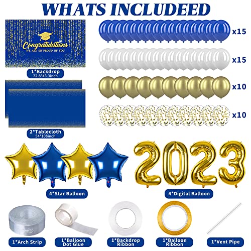 Graduation Party Decorations 2023 Graduation Decorations Class Of 2023 Congratulations Graduation Party Supplies Balloons Backdrop Tablecloth "2023" Foil Balloons Confetti Balloons Foil Stars #TOP2
