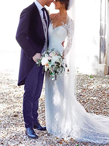 Classic Fit 3 Pieces Wedding Tuxedo Suit Long Swallowtail Waistcoat Trousers MN005-TH(Black,36R)3