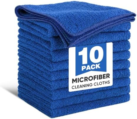 TEAWOO 10 PCS Navy Blue Microfiber Cleaning Cloths, Assorted Cleaning Rags
