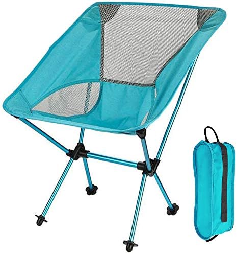 Folding Camping Chair - Portable Lightweight Camp Chair with Belt and Carry Bag, Backpacking Chair, Compact and Heavy Duty 330 lbs Capacity Perfect for Outdoor, Hiking, Camping, Fishing (Sky Blue)