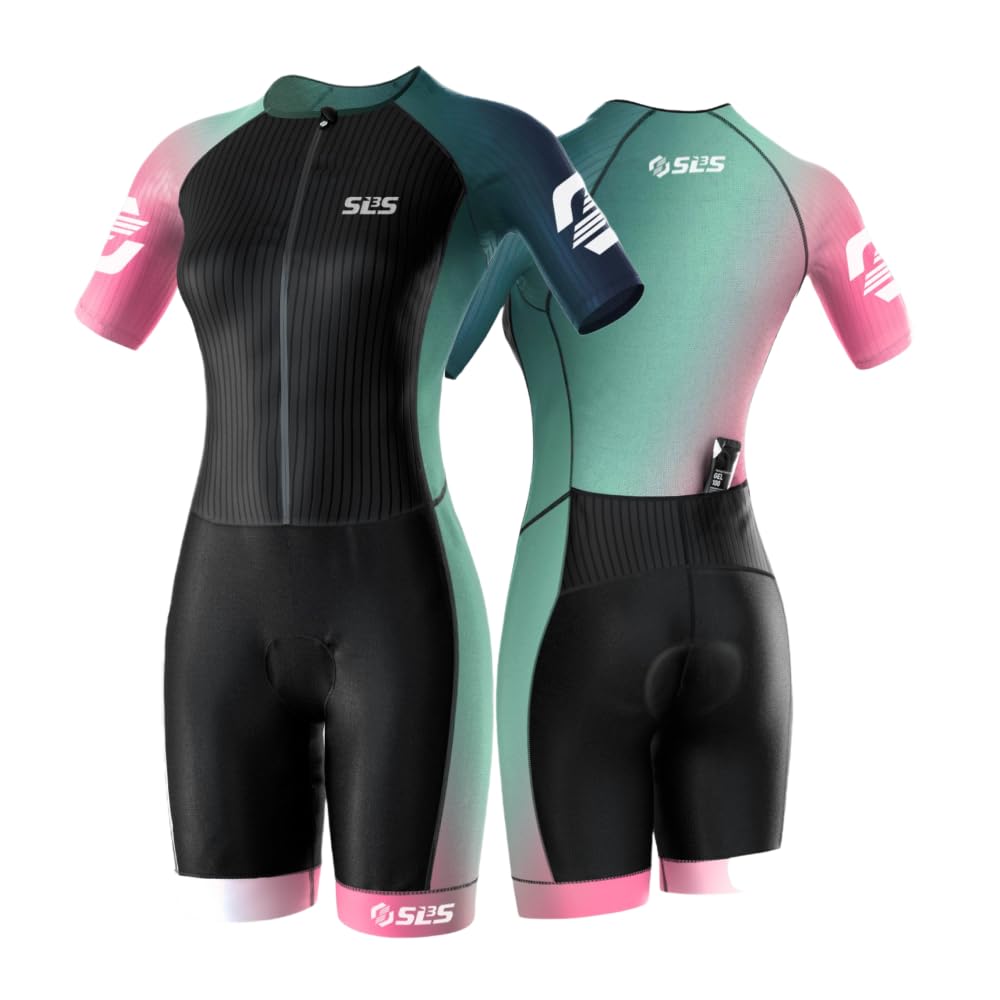 Sls3 Women's Aurora Triathlon Suit – Elite Aero Sleeved Trisuit Tri Suit, Quick-Dry, Italian Chamois, Ready For Any Distance (, Small)