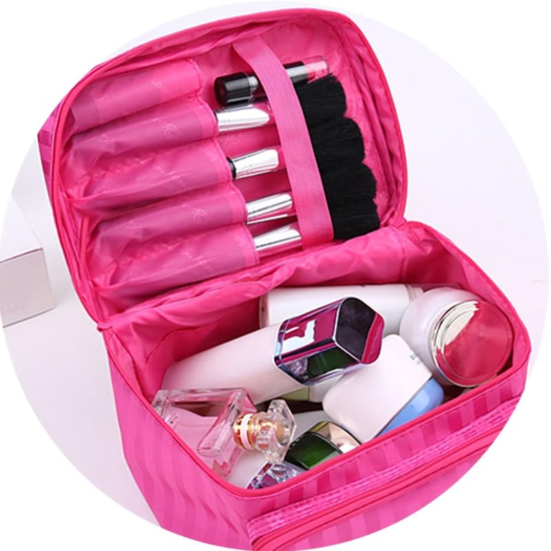 Borsa da Toilette a griglia, Grande Borsa cosmetica da Donna a Righe, Impermeabile, Kit da Toilette Professionale, Organizer da Viaggio, Scatola per Il Trucco