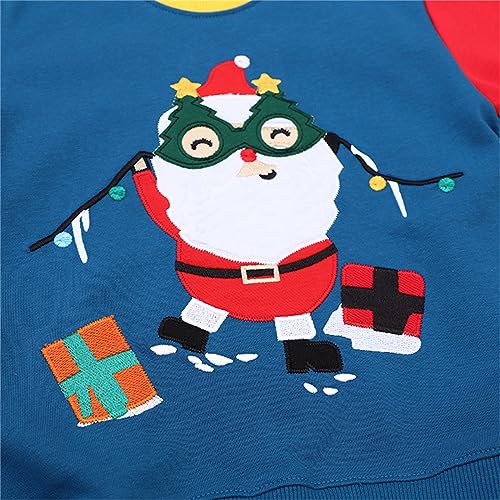 Image of HILEELANG Toddler Boy Sweatshirts Crewneck Long Sleeve Pullover Cotton Graphic Christmas Clothing