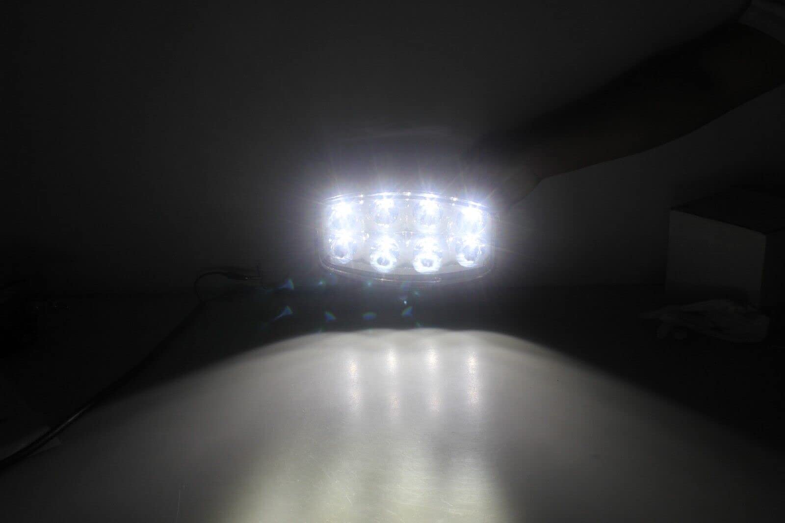 Generico Faro da lavoro Supplementare a LED 12V-24V 64W 6500lm Faro di Profondità Raggio Lungo con Luce di Posizione Bianco Neon Impermeabile IP67 Per Camion Fuoristrada 4x4 Barca ECE E9 R10 R112 R7