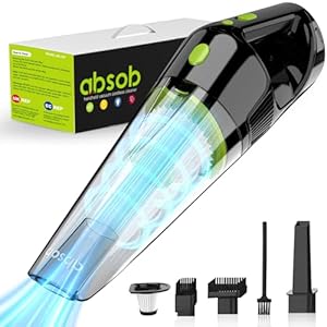 absob Cordless Handheld Vacuum, High Power Car Vacuum Cleaner, Lightweight Portable Rechargeable Hand Held Vacuums, Mini Car Vac for Home Pet
